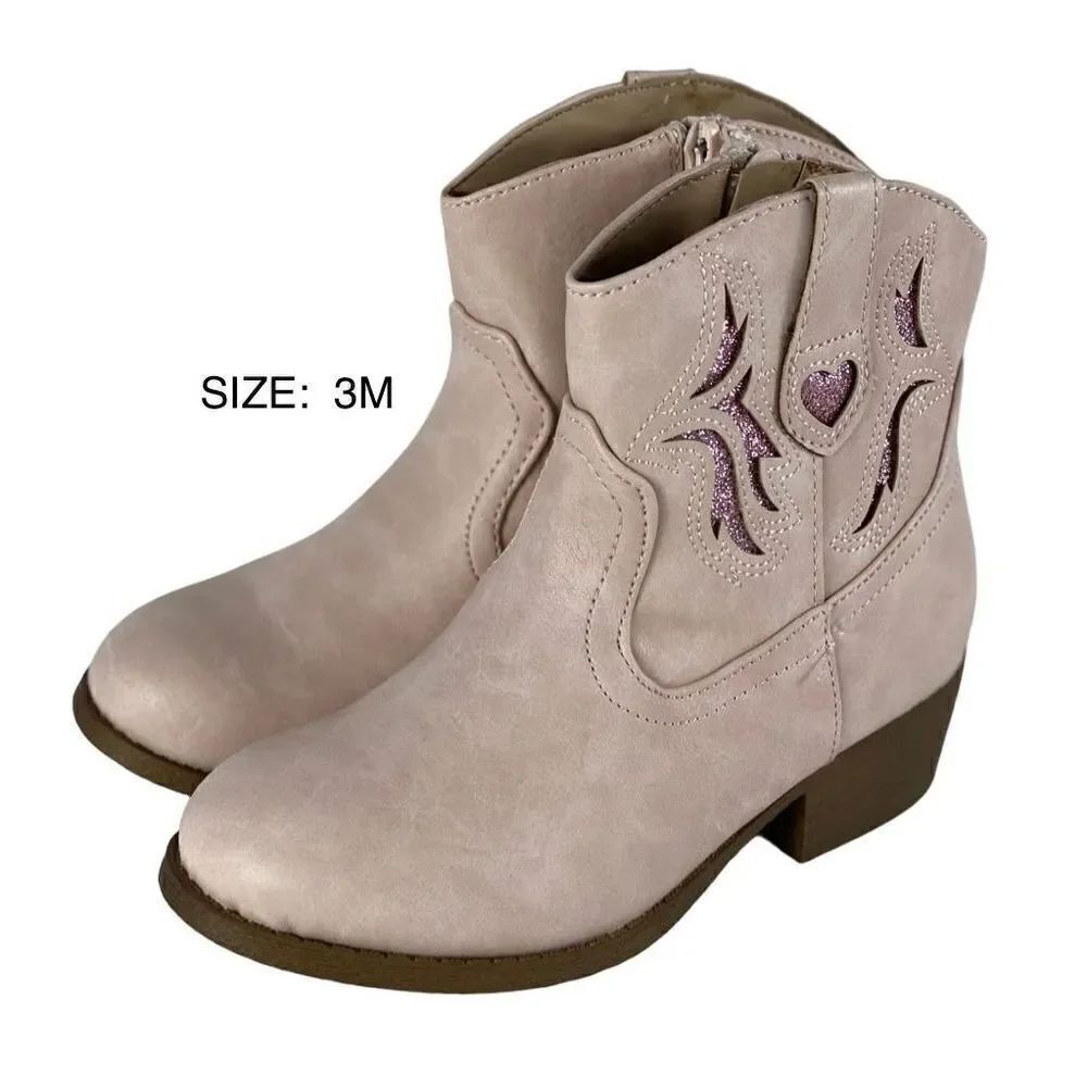 JellyPop Girls 3M Kacey Boots - Blush Color with Glitter Cutout Design